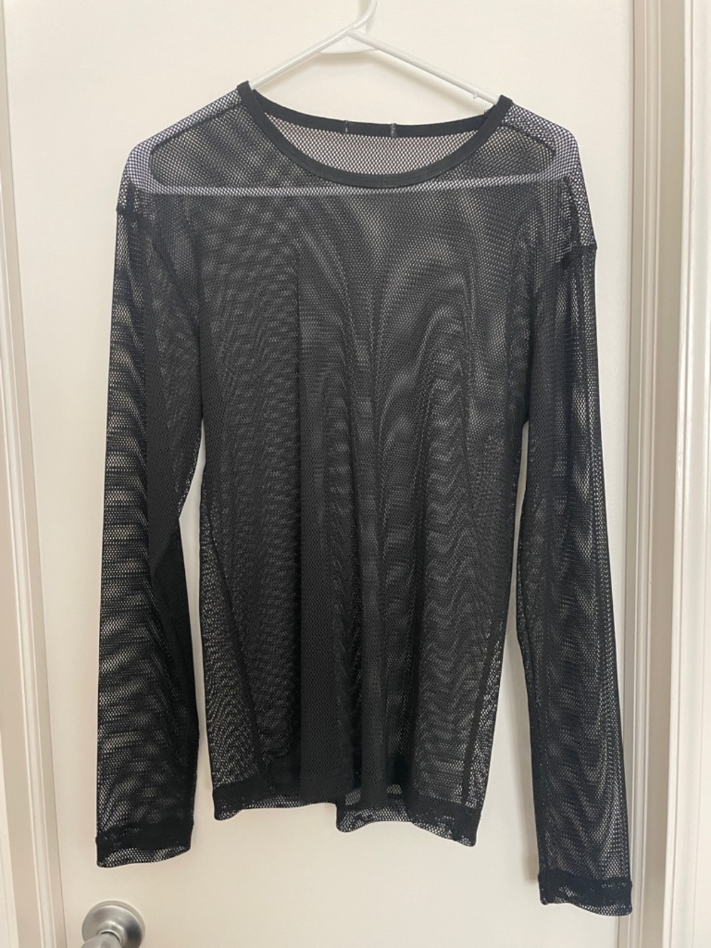 Black Sheer Mesh Long-Sleeve Top - Women